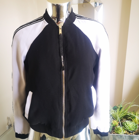 Michael Kors Black and White Bomber Jacket - Picture 1 of 5
